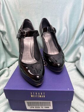 Stuart Weitzman Black Patent Mary Jane Platform Pumps